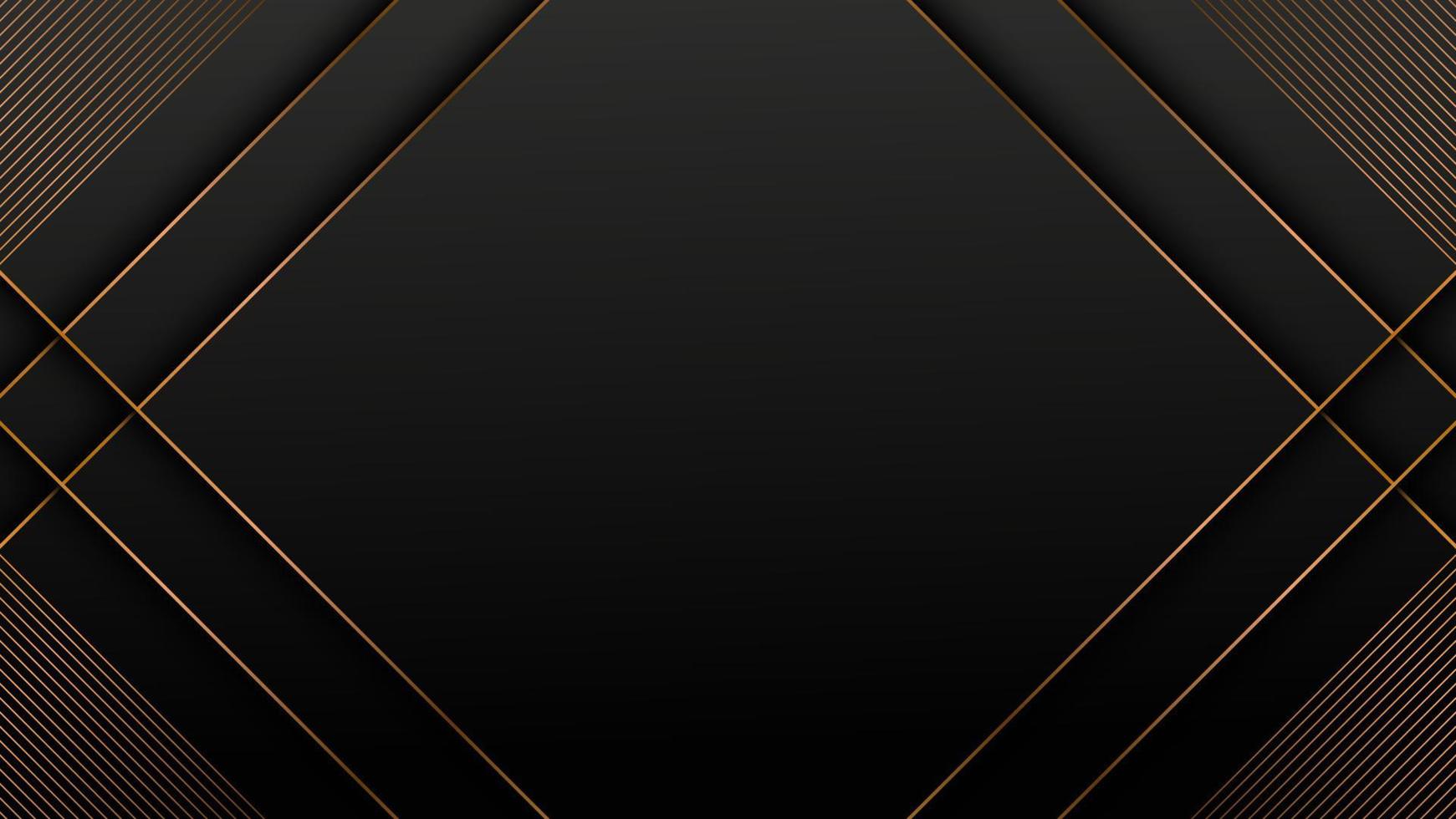 Luxury background with golden stripes frame on black background, abstract design background template vector