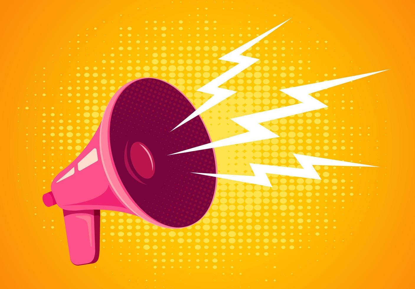 Retro megaphone on yellow background vector