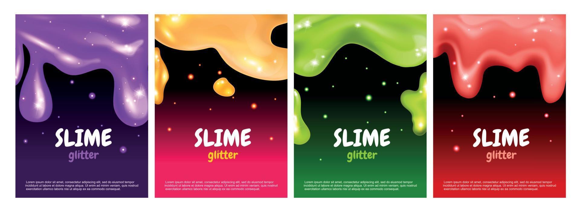 Slime Glitter Poster Set vector