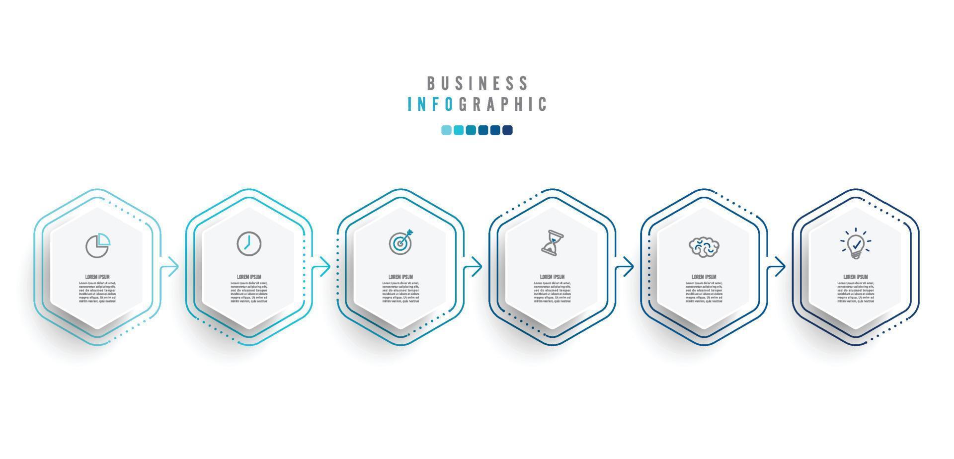 Infographic design template with icons and 6 options or steps. Can be used for process, presentations, layout, banner,info graph. illustrator vector. vector