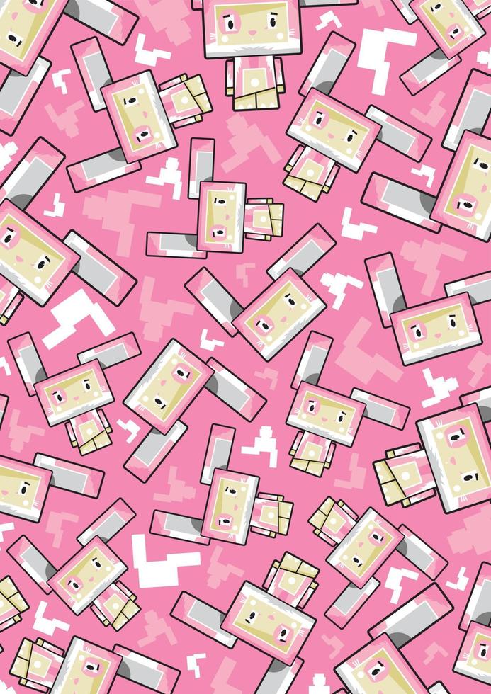 Cute Cartoon Pink Bunny Rabbit Character Pattern vector