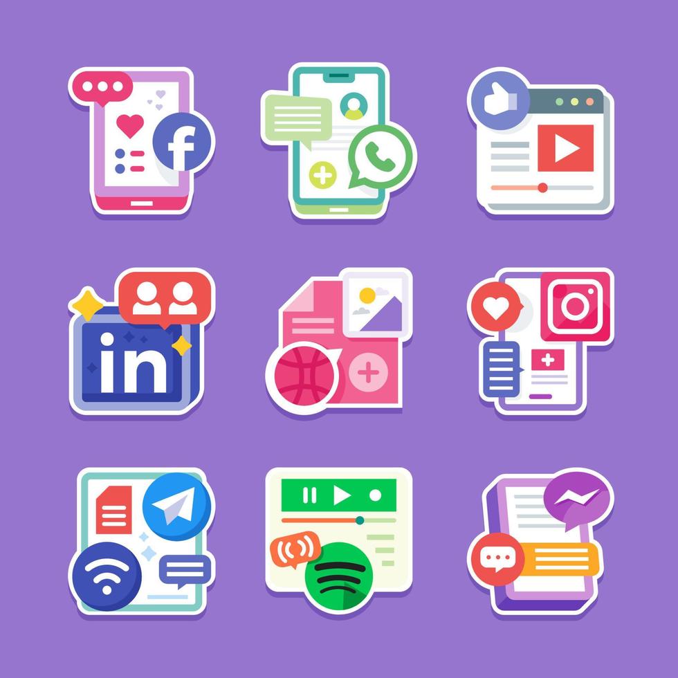 Colorful Online Tech Social Media Sticker vector