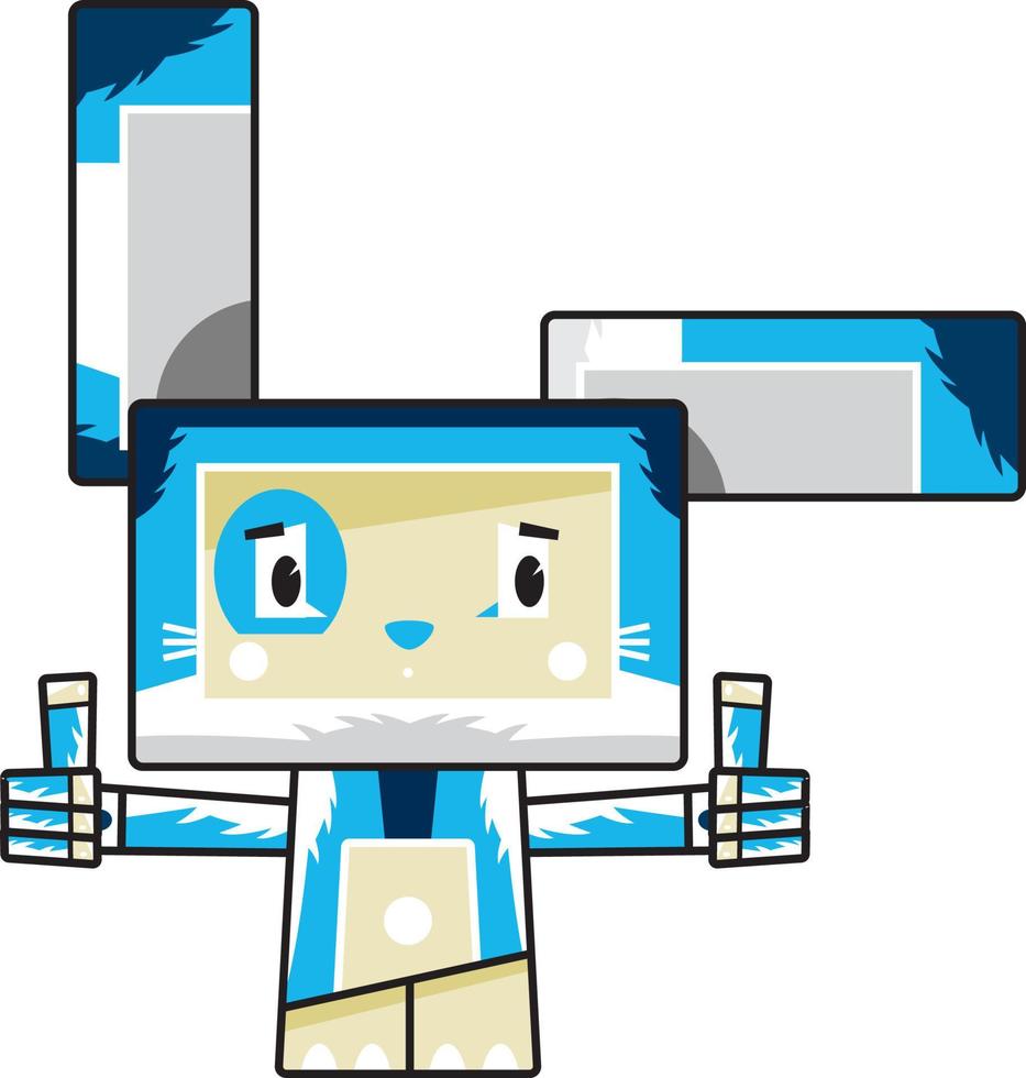 Cute Cartoon Blue Bunny Rabbit Character with Thumbs Up vector
