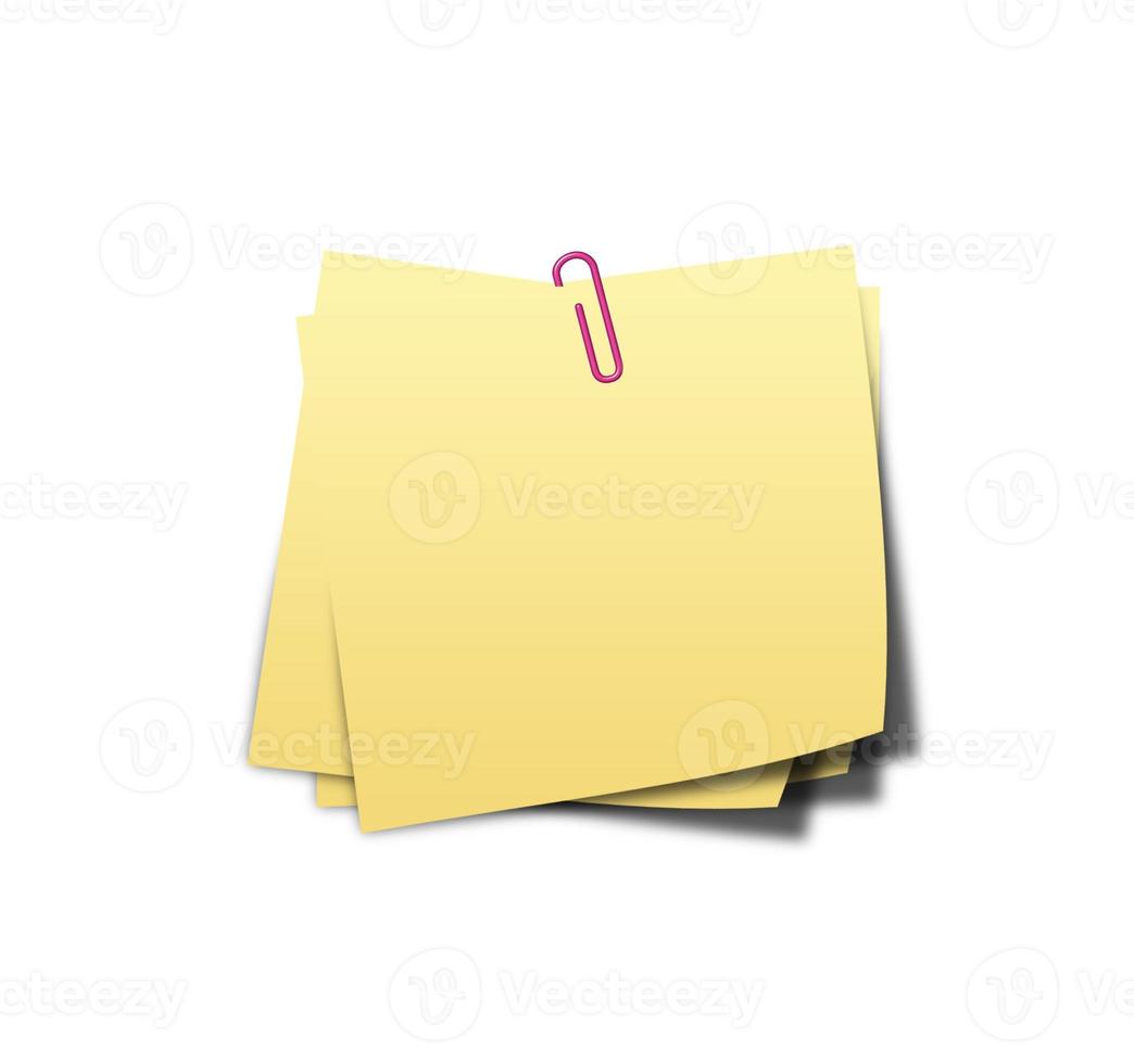 yellow sticky notes on white background photo