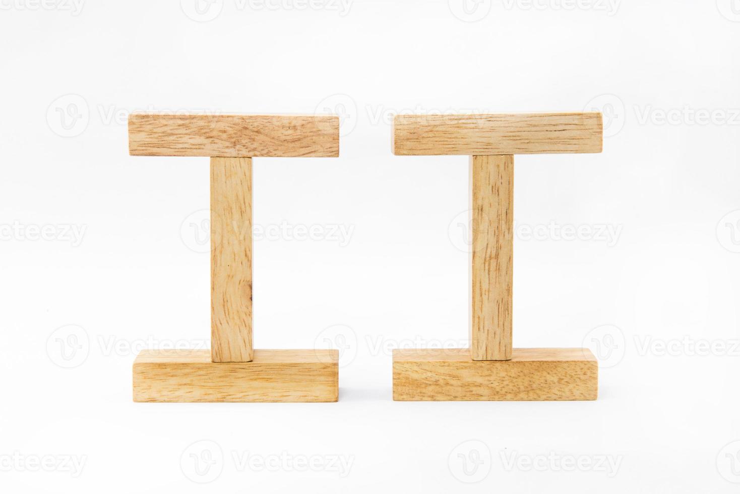 Blocks of wood isolated on white background, i shape photo