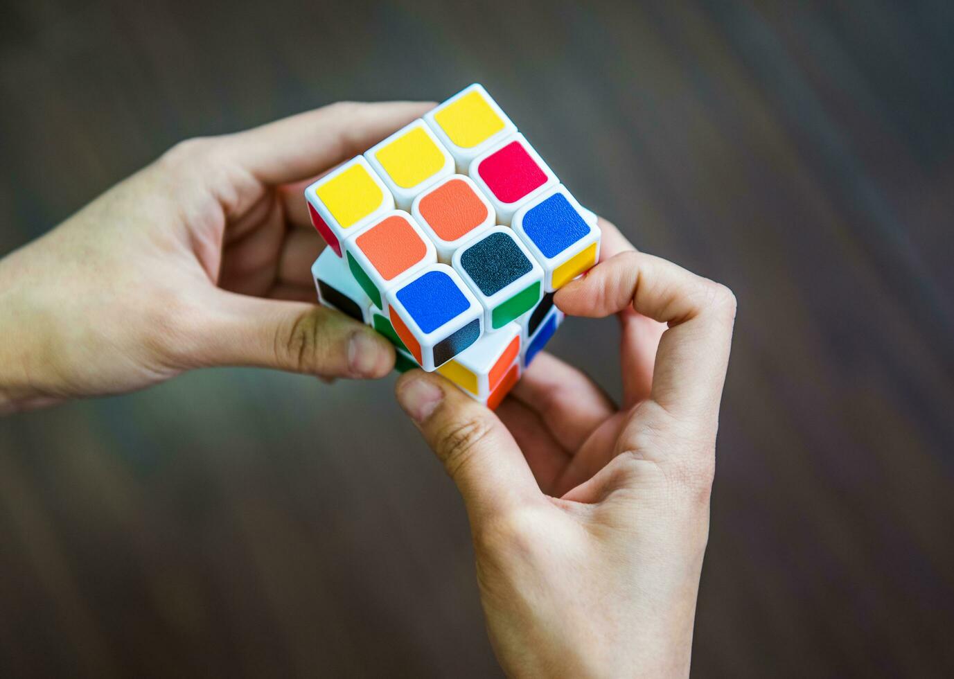 Playing Magic Cube or Rubik photo