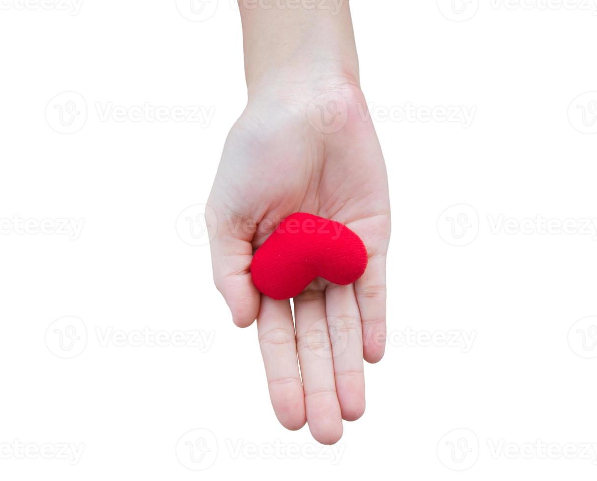 Red heart in humand hand photo