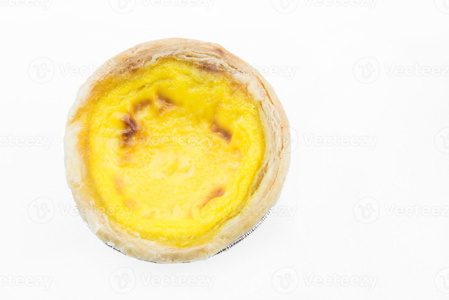 Baked Egg tart on white background photo
