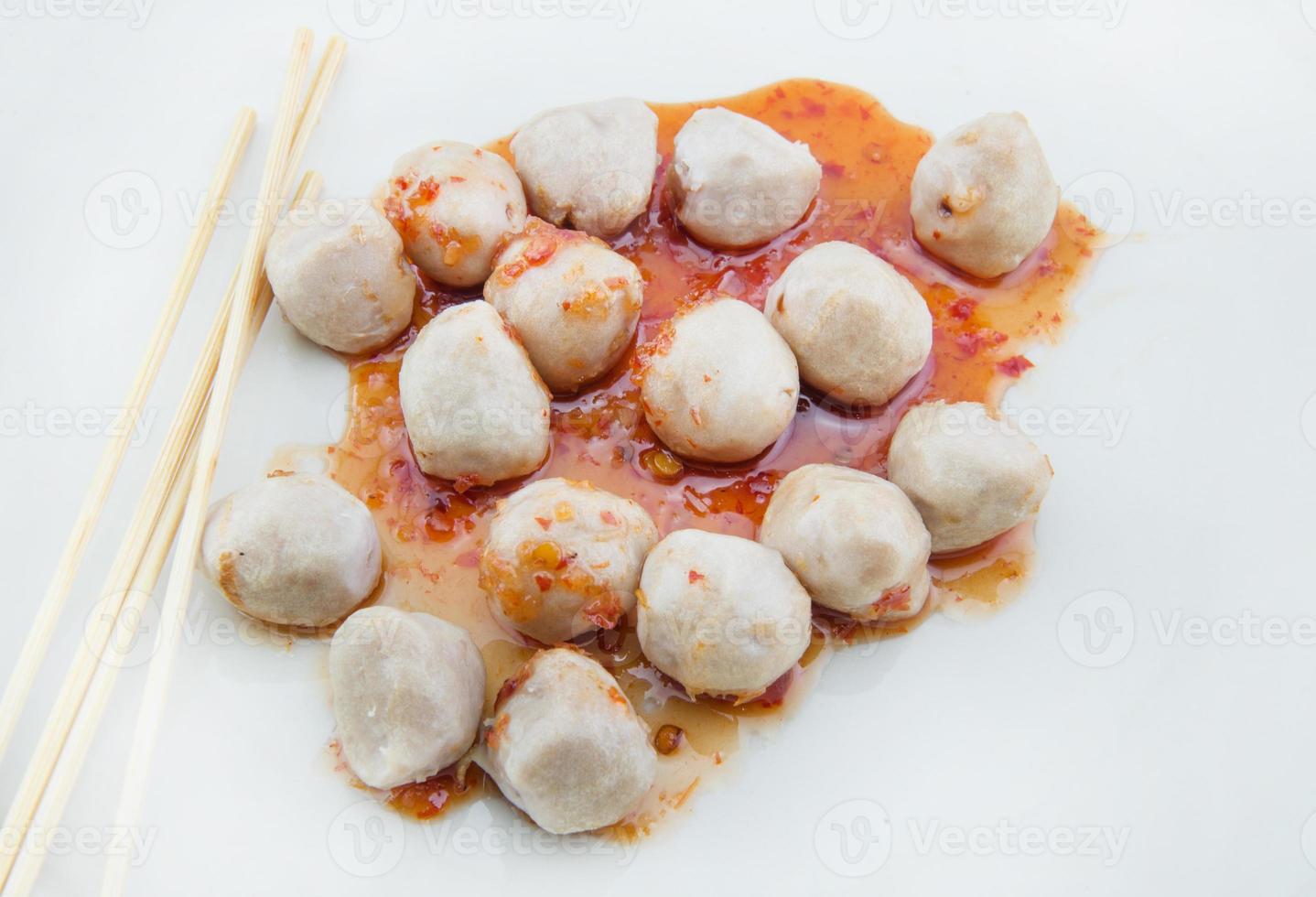 grilled meat ball on white background photo