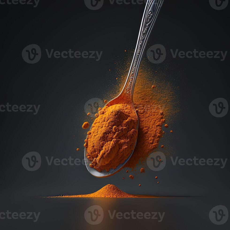 illustration tumeric powder on spoon made with photo