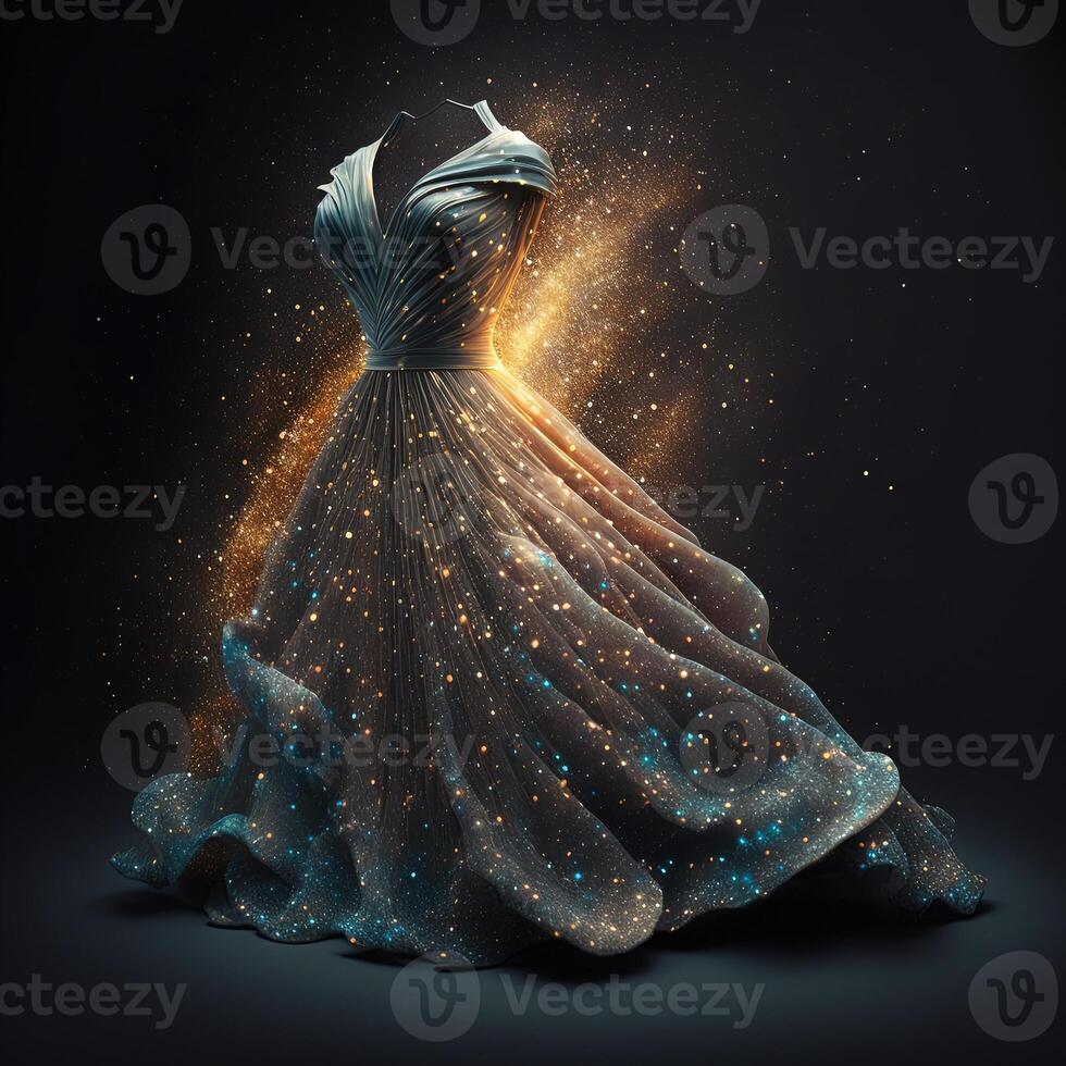 illustration beautiful dress made of stardust made with photo