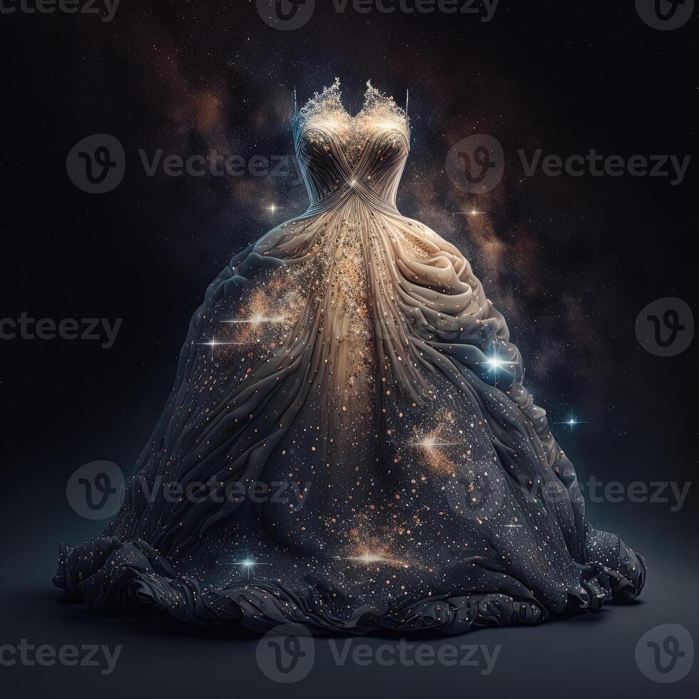 illustration beautiful dress made of stardust made with photo