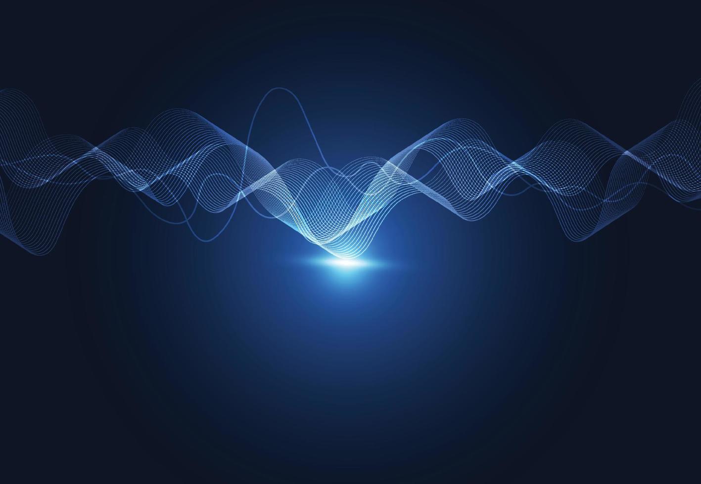 Modern speaking sound waves oscillating dark blue light, Abstract technology background. Vector illustration