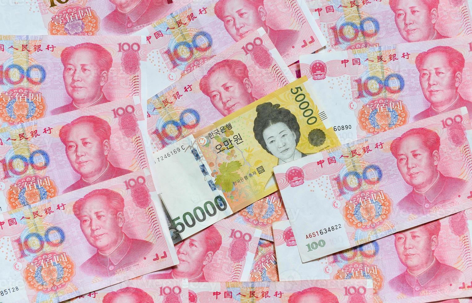 South Korean Won and Chinese RMB photo