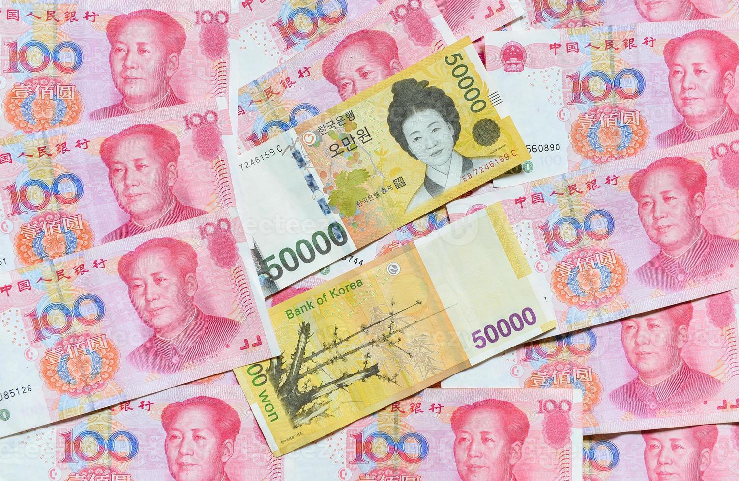 South Korean Won and Chinese RMB photo