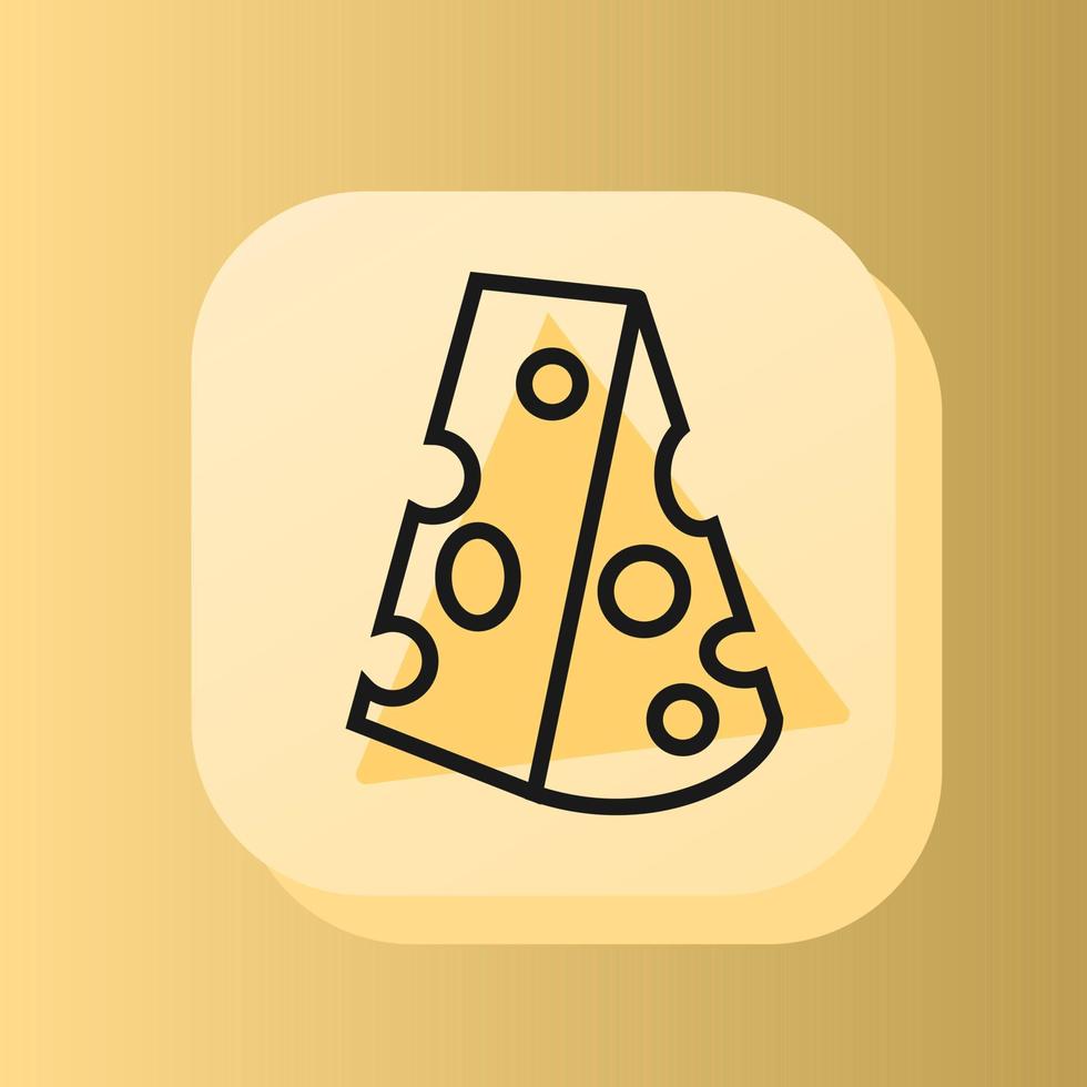 3d cuadrado botón amarillo queso en contorno icono. plano símbolo firmar vector ilustración aislado en un amarillo antecedentes. sano nutrición concepto