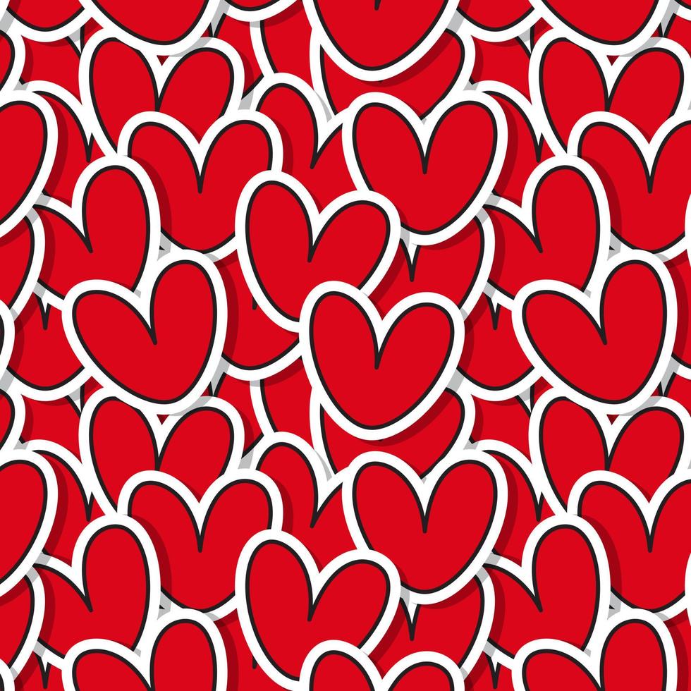 Seamless pattern of red hearts for fabric or wrapping paper. Vector illustration