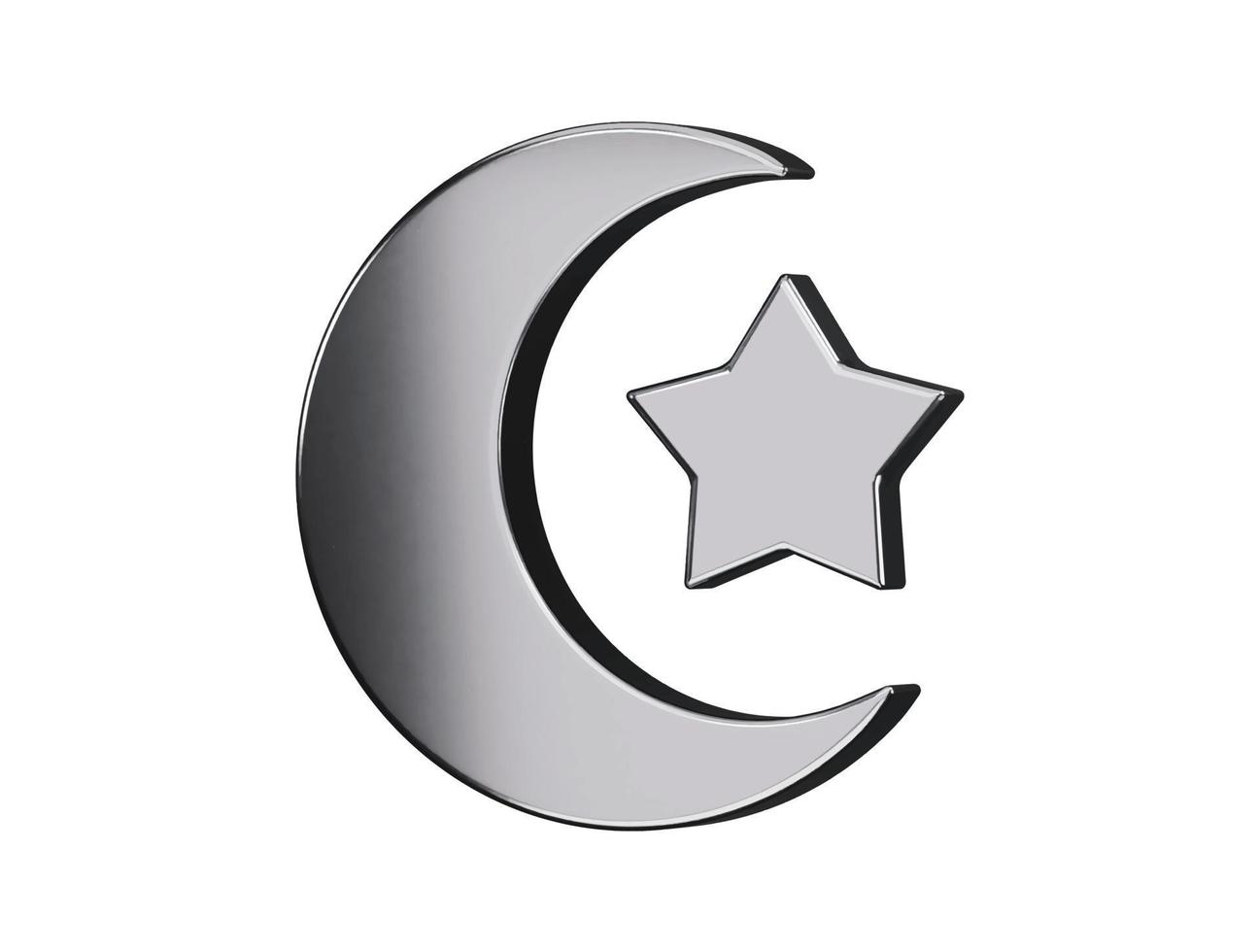 moon and star islamic icon 3d rendering vector illustration