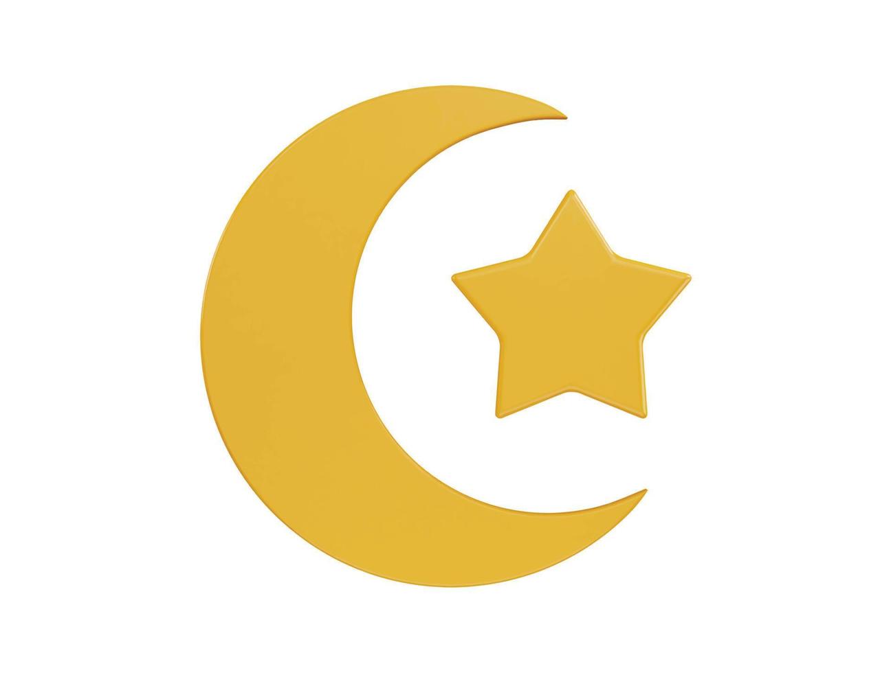 moon and star islamic icon 3d rendering vector illustration