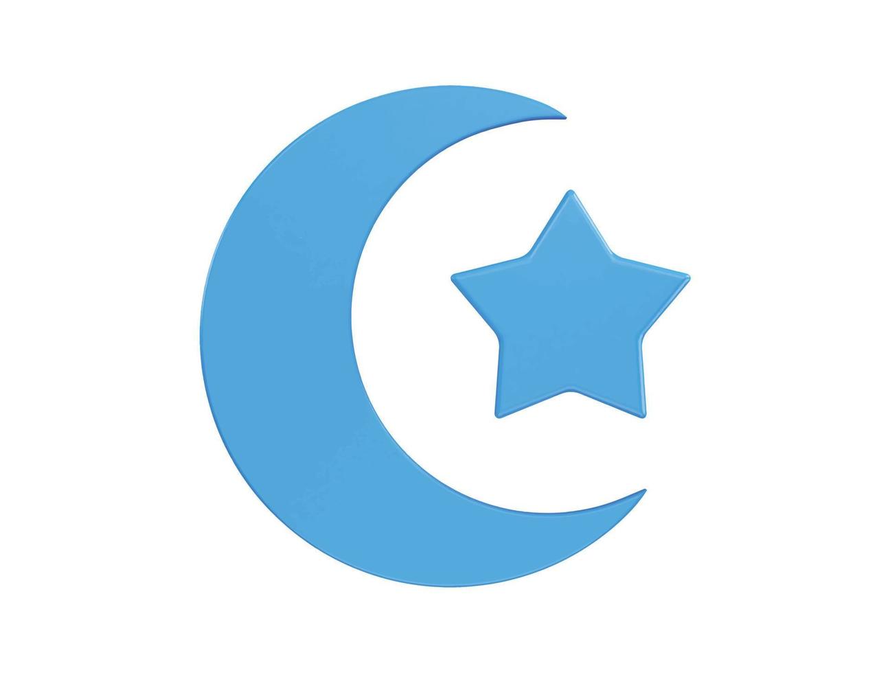 moon and star islamic icon 3d rendering vector illustration
