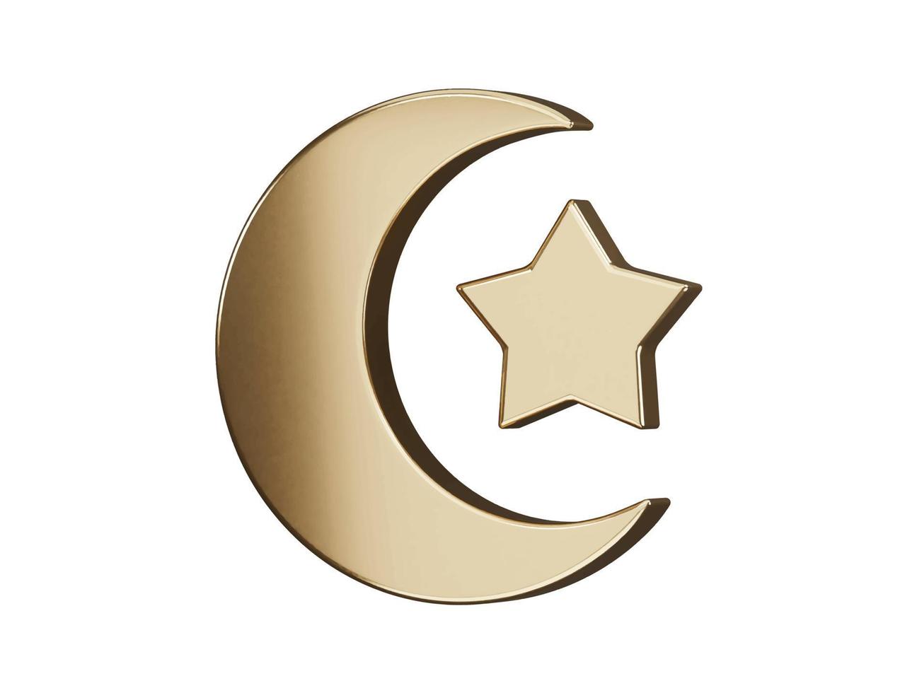 moon and star islamic icon 3d rendering vector illustration