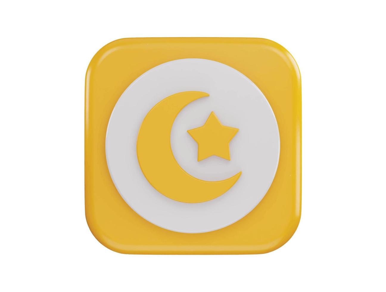 moon and star islamic icon 3d rendering vector illustration