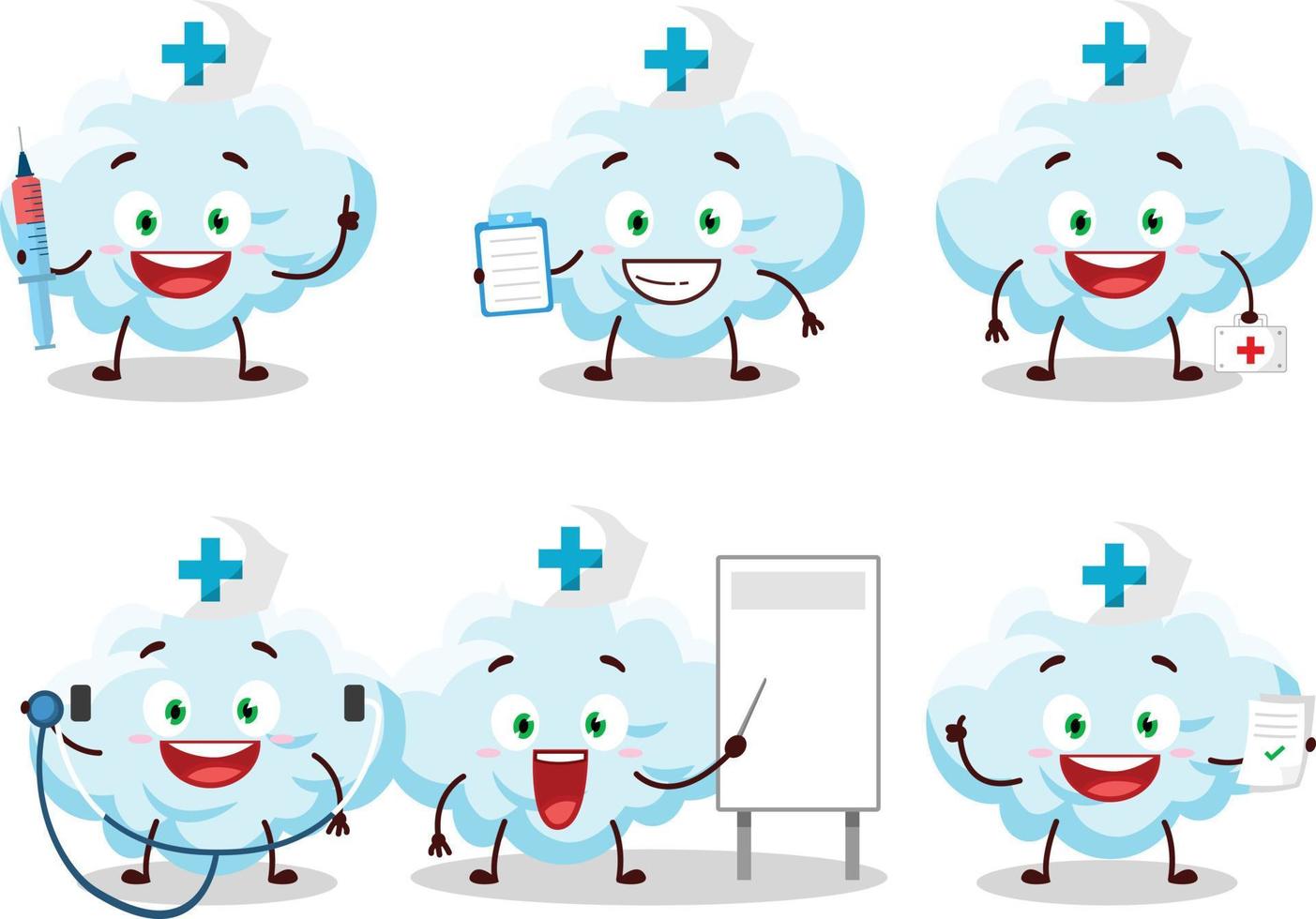 médico profesión emoticon con nube dibujos animados personaje vector