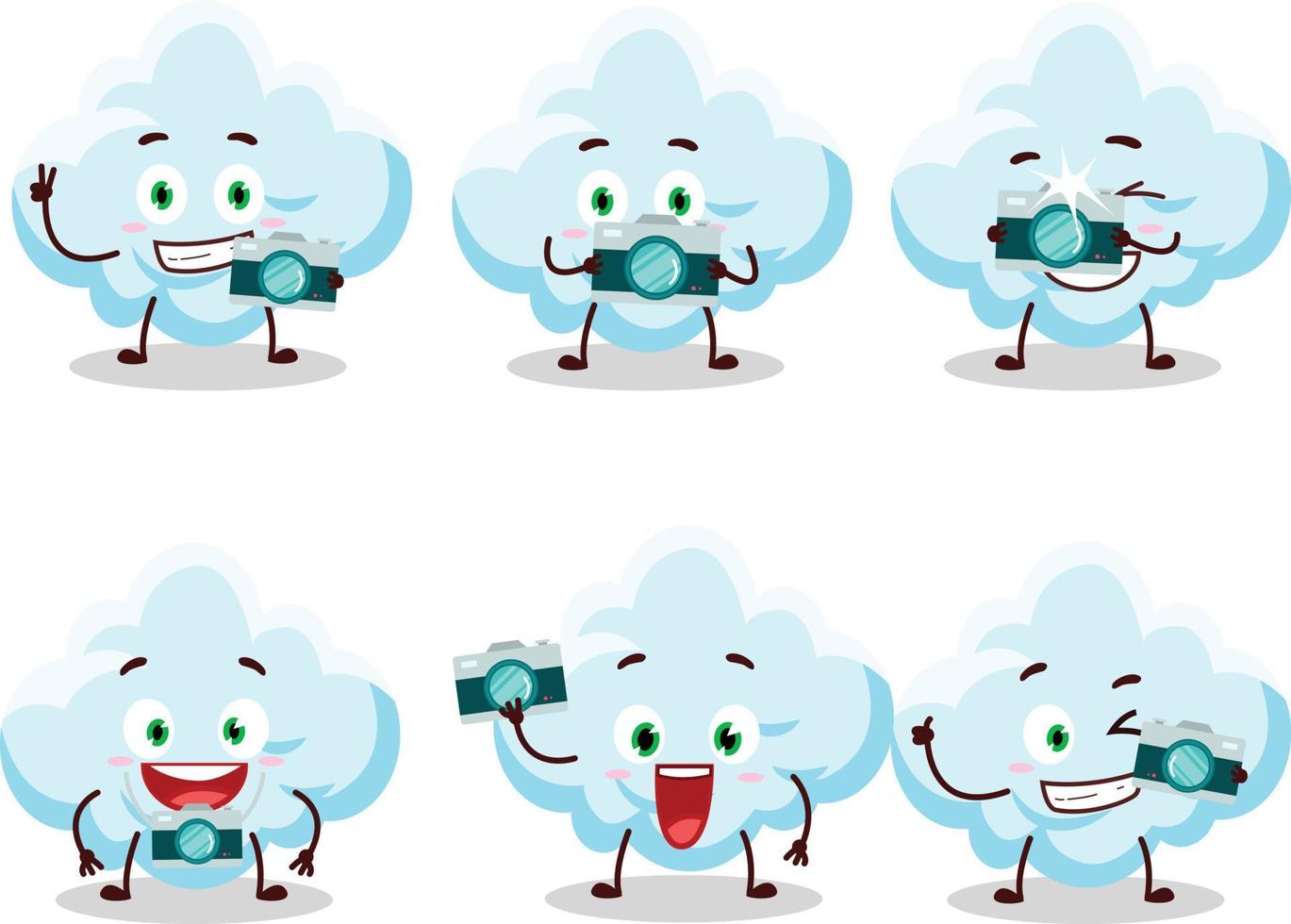 fotógrafo profesión emoticon con nube dibujos animados personaje vector