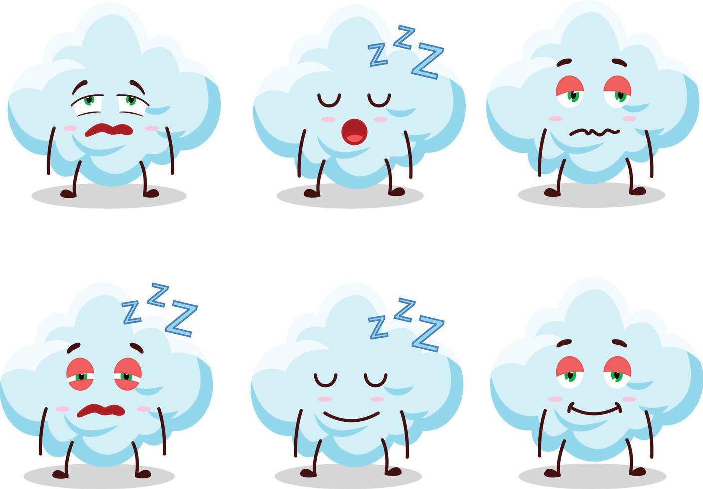 Cartoon character of cloud with sleepy expression vector