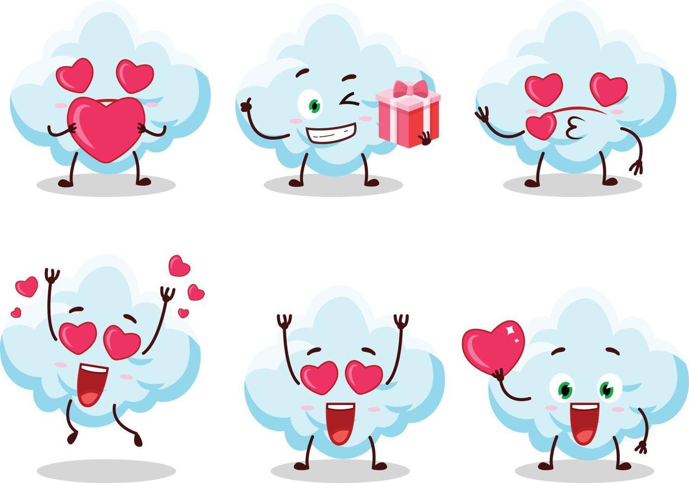 Cloud cartoon character with love cute emoticon vector