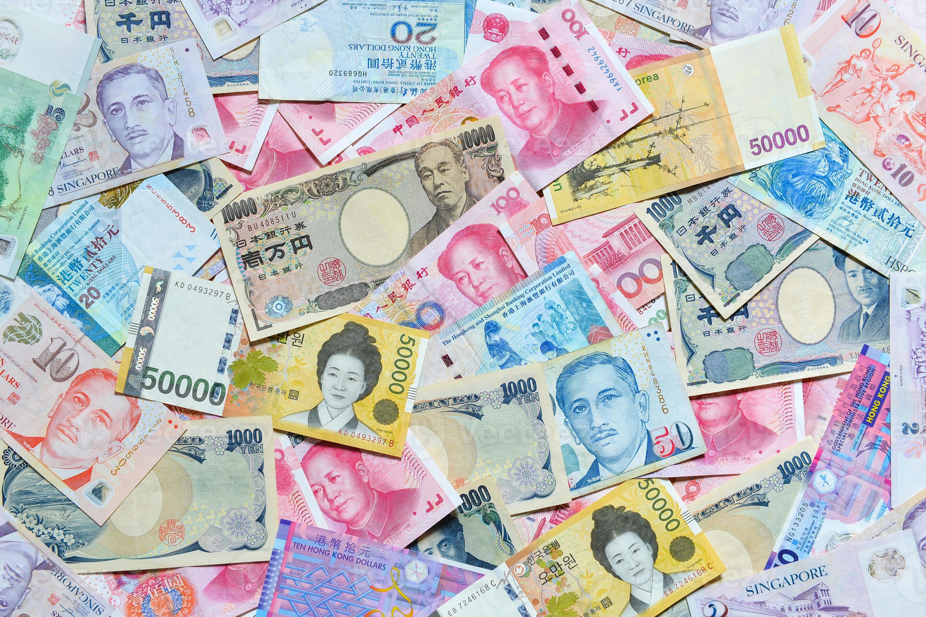 International Currency RMB Yen Won Baht Singapore Dollar Hongkong 