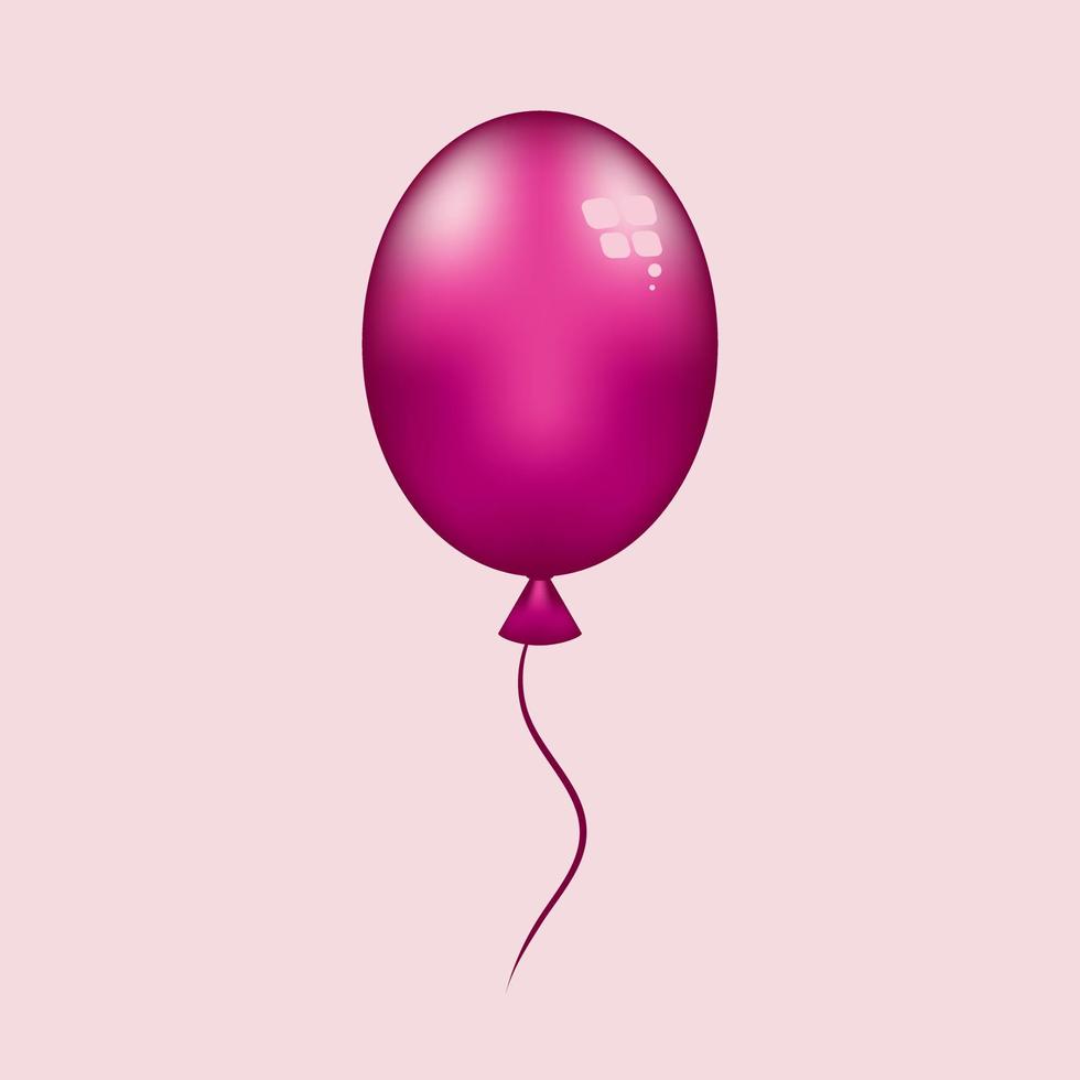 Air pink balloon for celebrations. Gel red oval balloon for designing banners and invitations vector