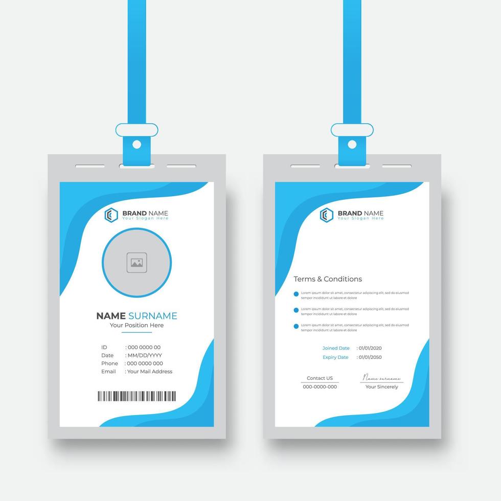 Abstract Blue Clean and simple layout id card design. Corporate company employee identity card template vector