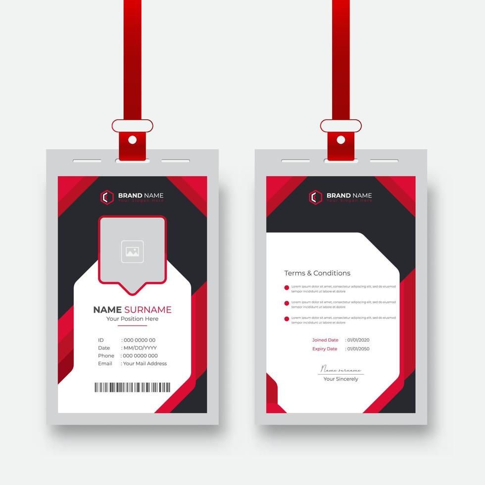 Modern and creative company employee id card template. office staff identity card template design vector