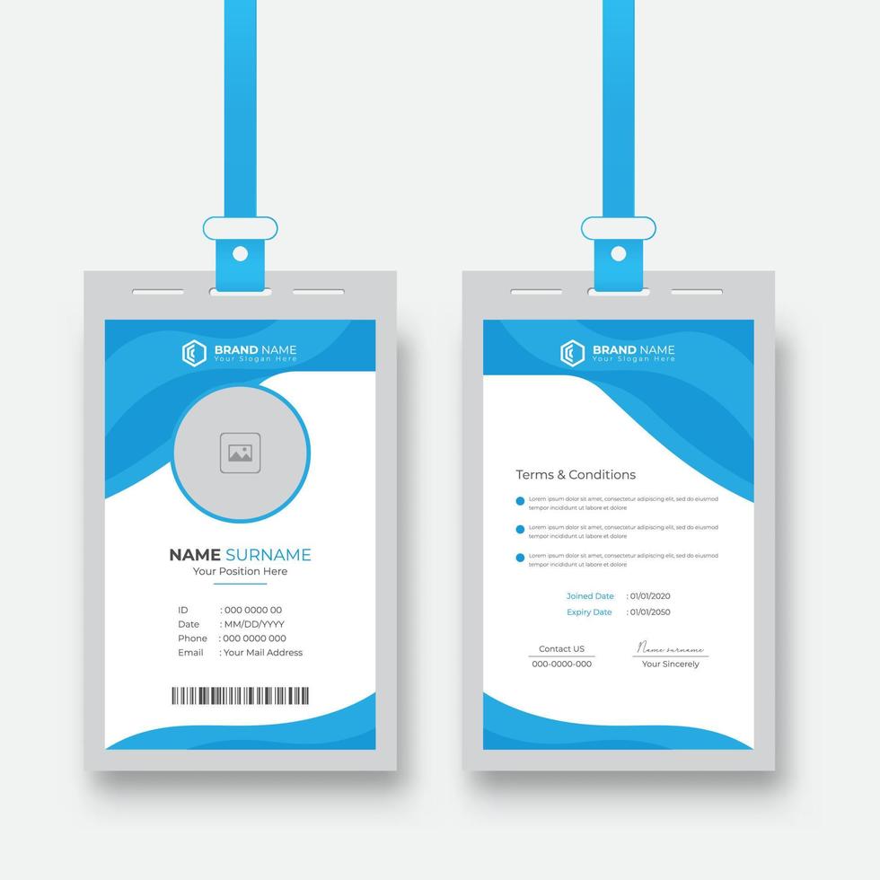 Abstract Blue Clean and professional layout id card design. Corporate company employee identity card template vector