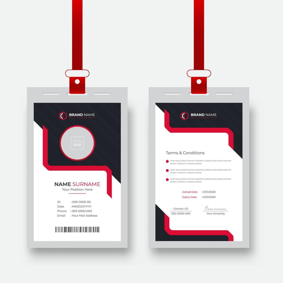 Modern and minimalist company employee id card template. office staff identity card template design vector
