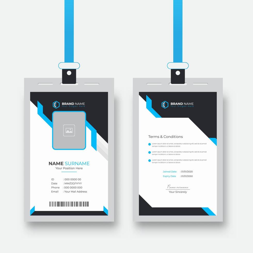 Abstract Blue Clean and simple id card template. Corporate company employee identity card template vector
