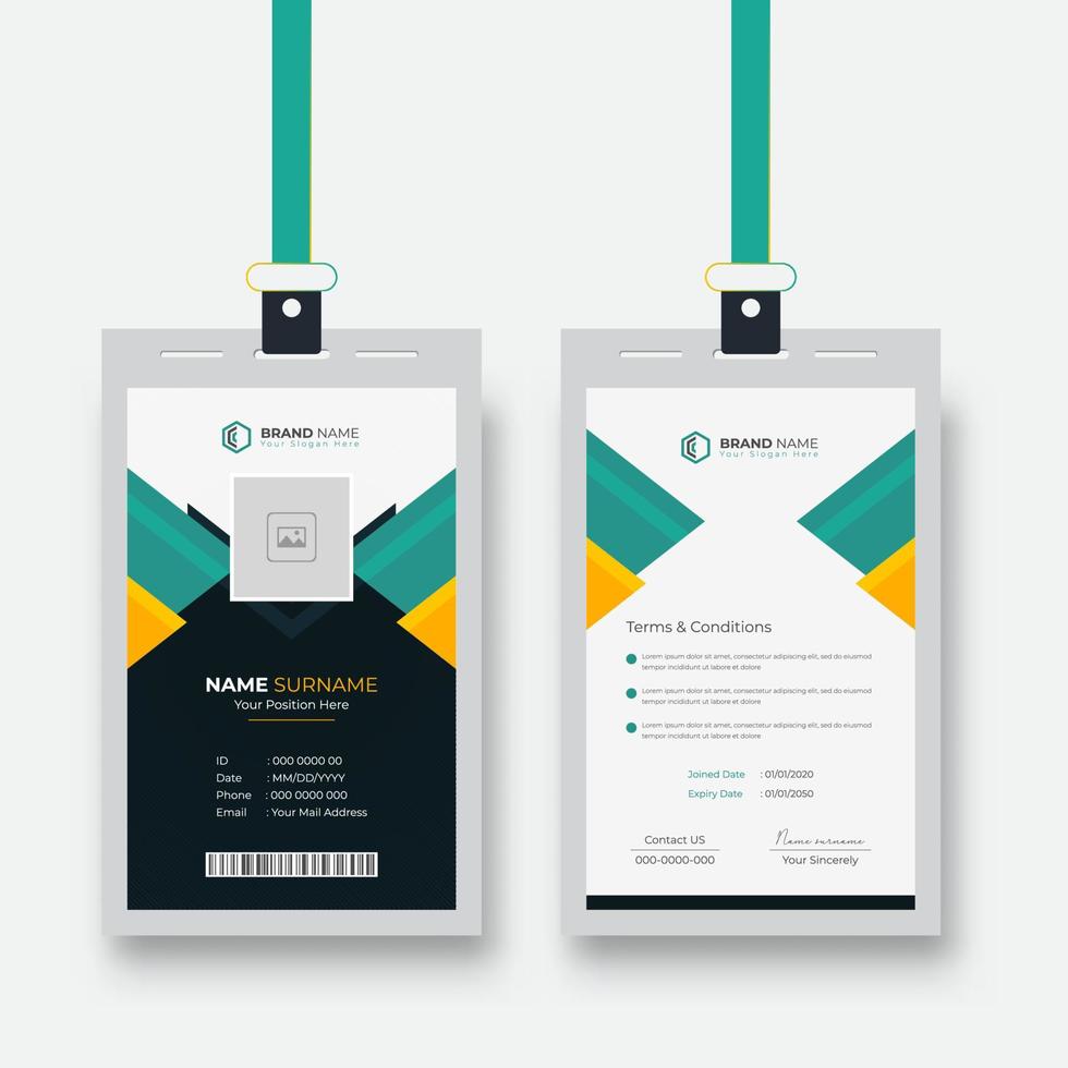 Modern and creative Id Card Layout with abstract shape professional corporate employee identity card template vector