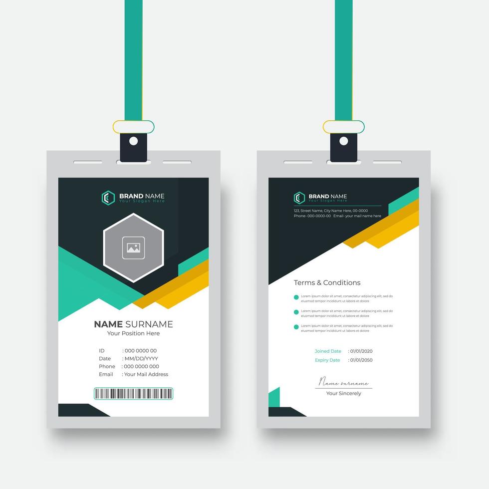 Abstract Modern and creative Id Card Layout with abstract shape professional corporate employee identity card template vector