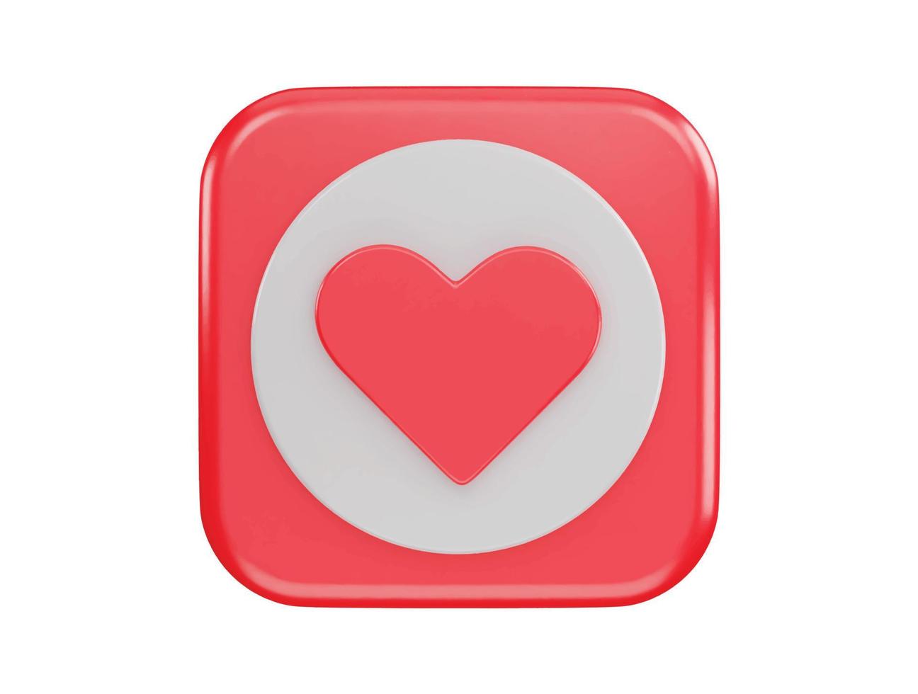 rojo corazón icono 3d representación vector ilustración