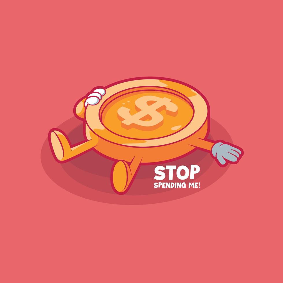 Coin character laying down vector illustration. Finance, currency, funny design concept.