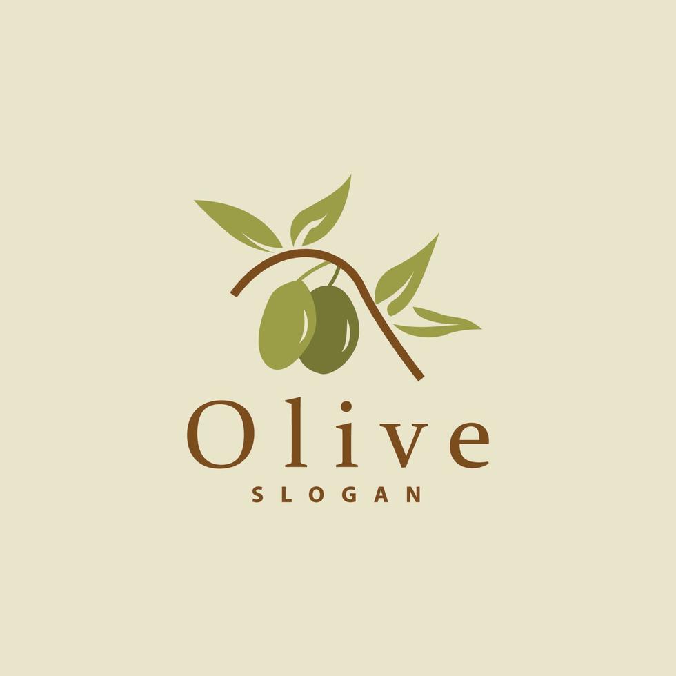 Olive Oil Logo, Olive Leaf Plant Herbal Garden Vector, Simple Elegant Luxurious Icon Design Template illustration vector