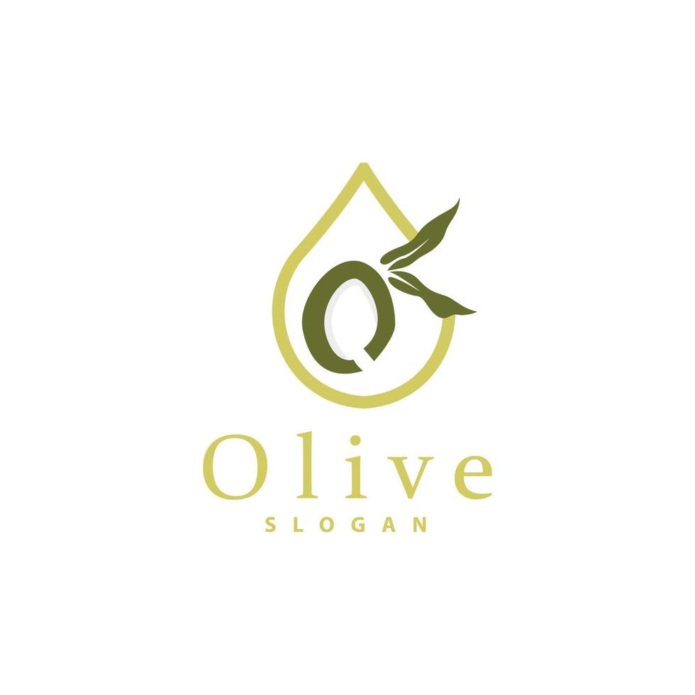 Olive Oil Logo, Olive Leaf Plant Herbal Garden Vector, Simple Elegant Luxurious Icon Design Template illustration vector