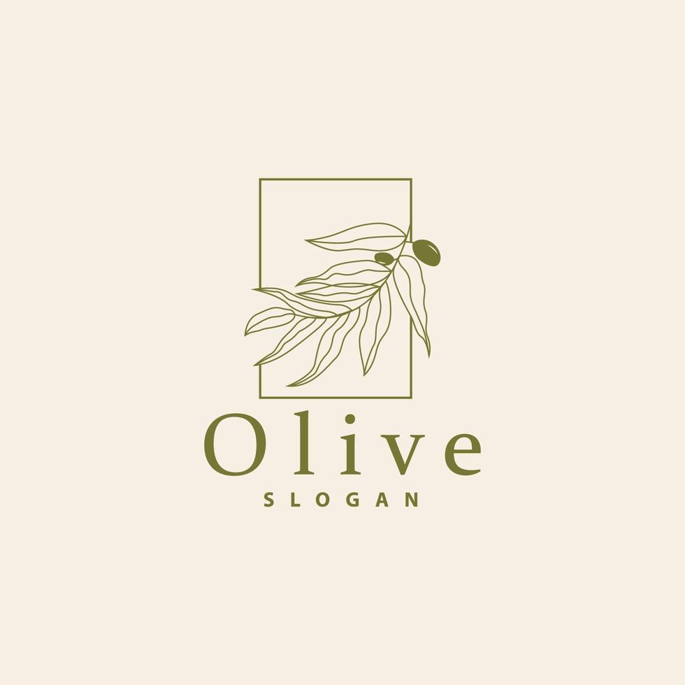 aceituna petróleo logo, aceituna hoja planta herbario jardín vector, sencillo elegante lujoso icono diseño modelo ilustración vector