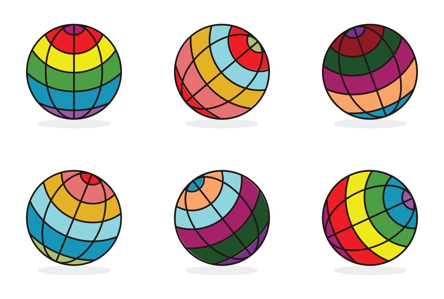 colorful globe icon set, flat design on white background. vector illustration