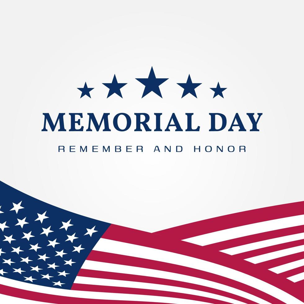 memorial day remember and honor with american flag decoration vector