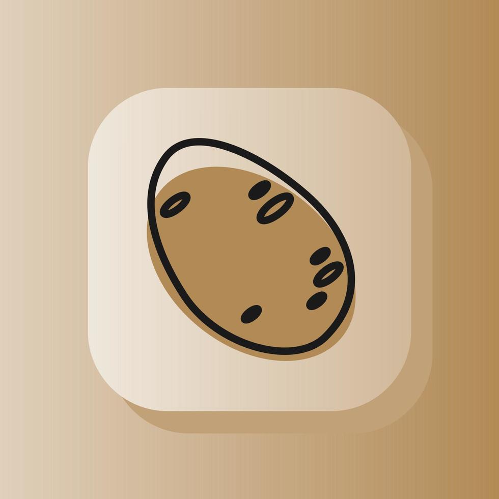 3d square button potato on outline icon. Flat symbol sign vector illustration isolated on a brown background. Healthy nutrition concept