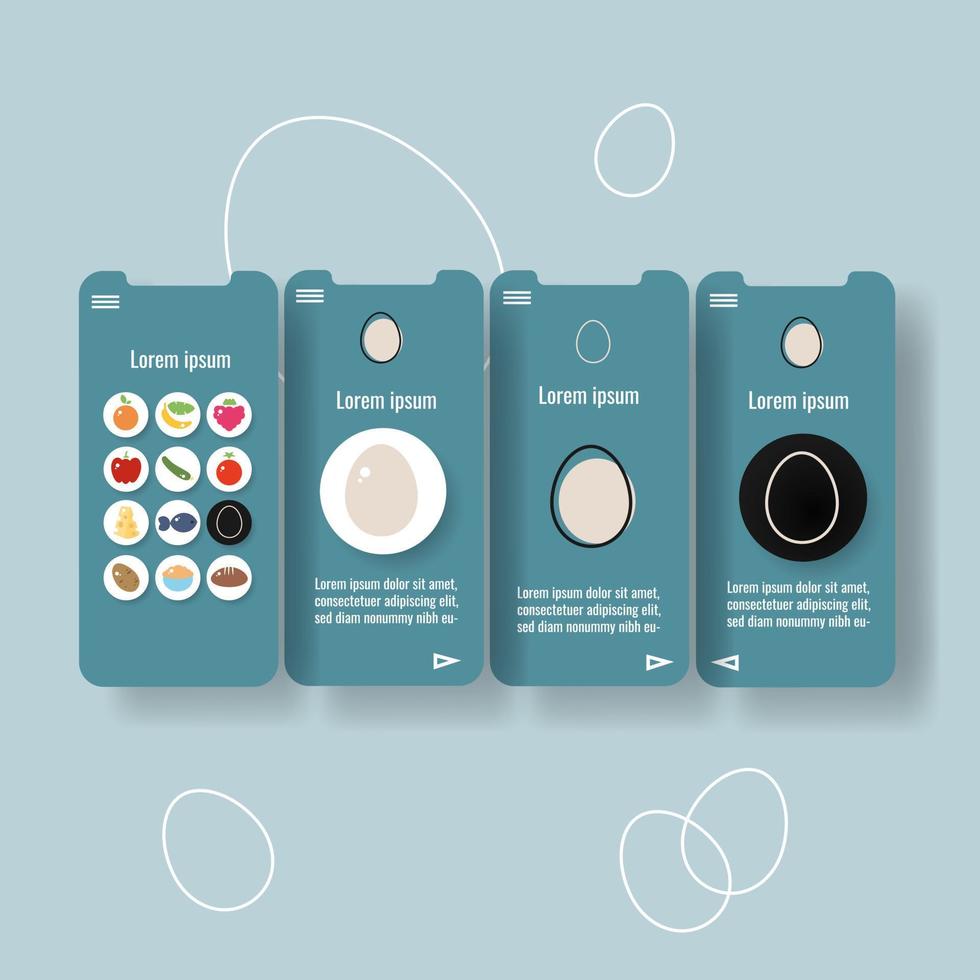 modelo móvil aplicación página con pájaro huevo. comida contorno icono vector ilustración