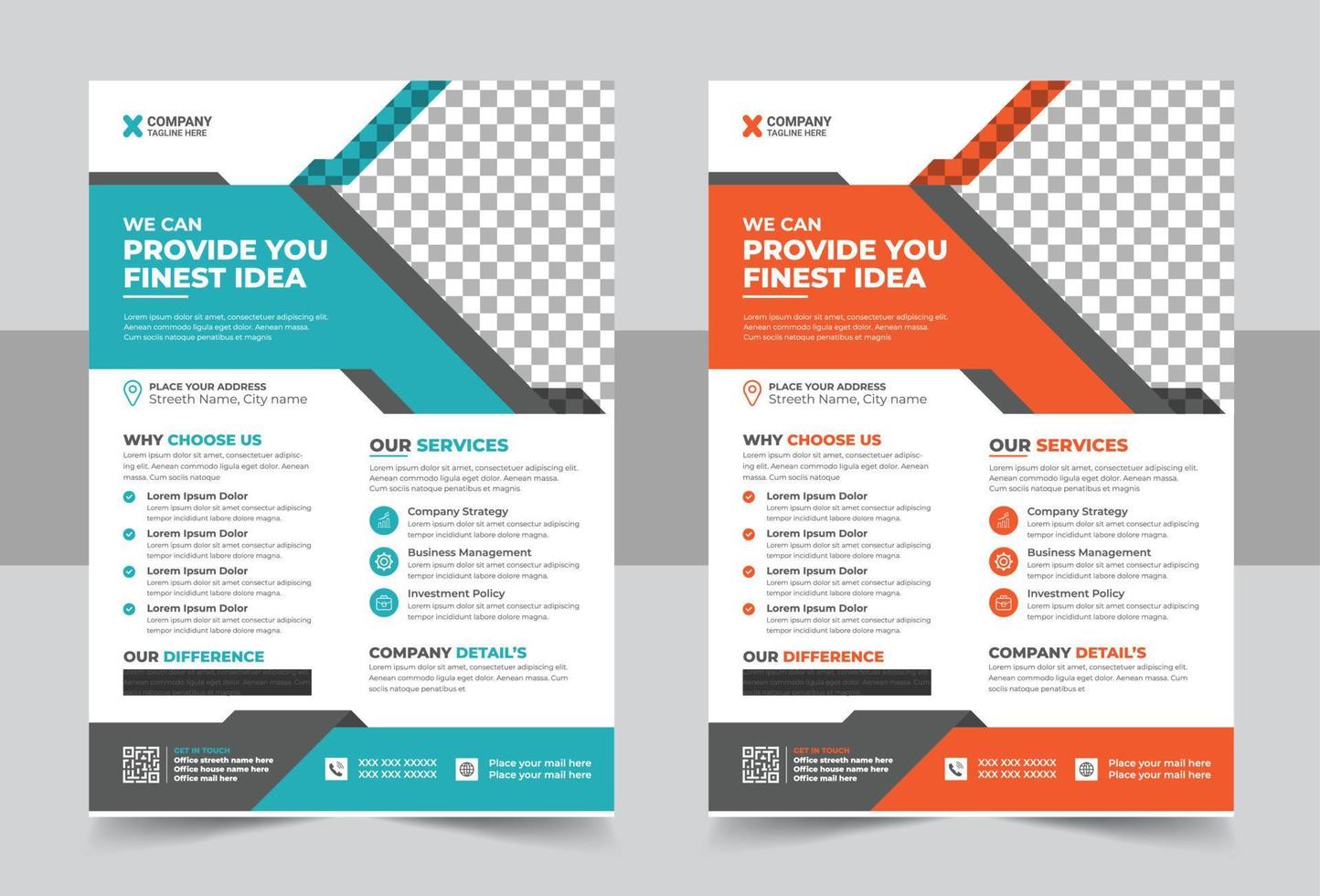 Corporate Business Flyer poster pamphlet brochure cover design layout background, two colors scheme, vector template in A4 size - Vector