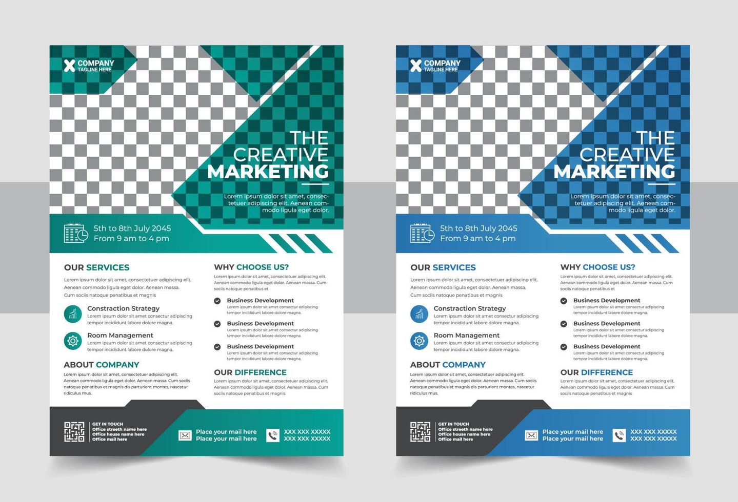 Business Flyer poster pamphlet brochure cover design layout background, two colors scheme, vector template